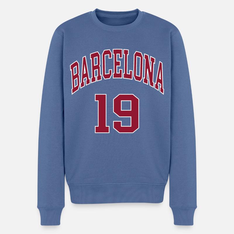 Barcelone 19 - Pull Premium bio Homme - bleu pigeon