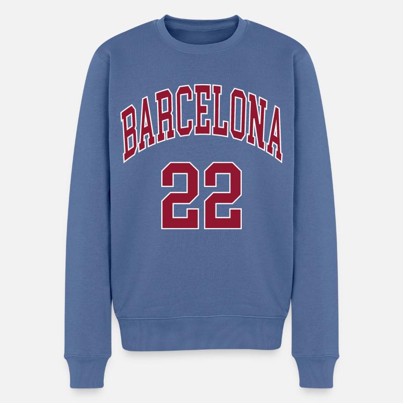 Barcelone 22 - Pull Premium bio Homme - bleu pigeon