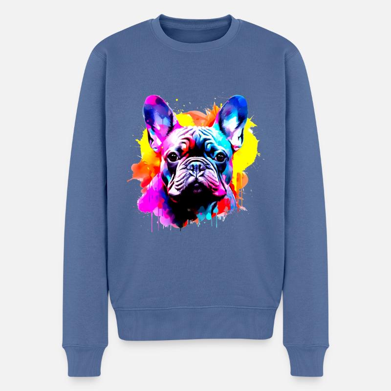 Frenchie, Bully, Französische Bulldogge, Geschenk - Männer Premium Bio Pullover - Taubenblau