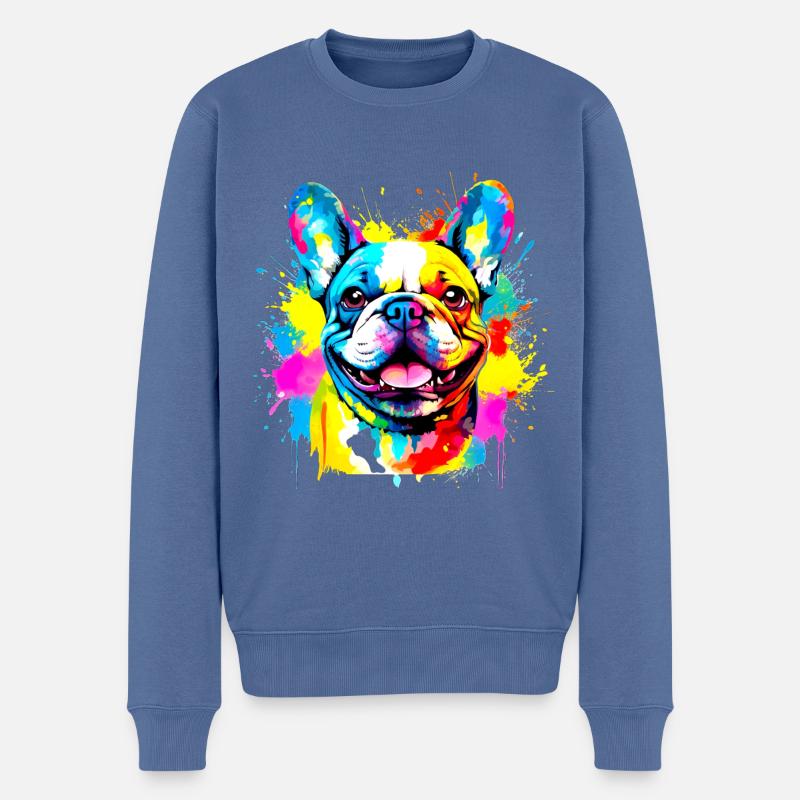 Frenchie, Bully, Französische Bulldogge, Geschenk - Männer Premium Bio Pullover - Taubenblau