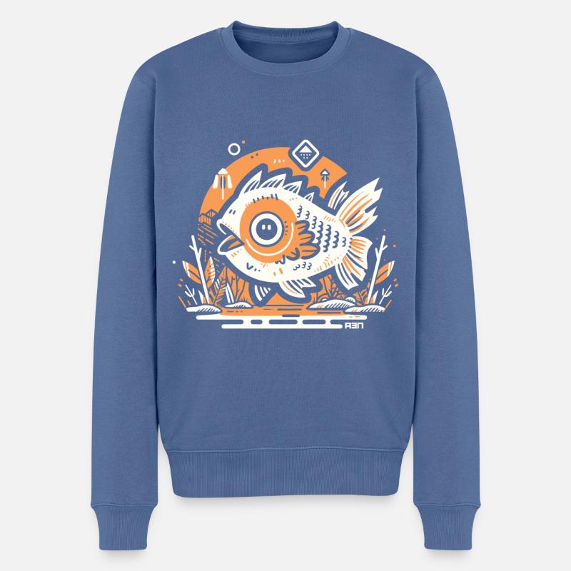 Drôle de poisson - Pull Premium bio Homme - bleu pigeon