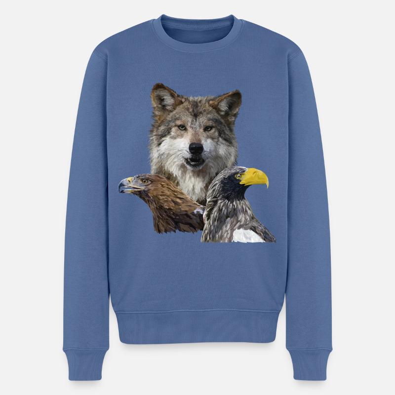 Loup et aigles - Pull Premium bio Homme - bleu pigeon