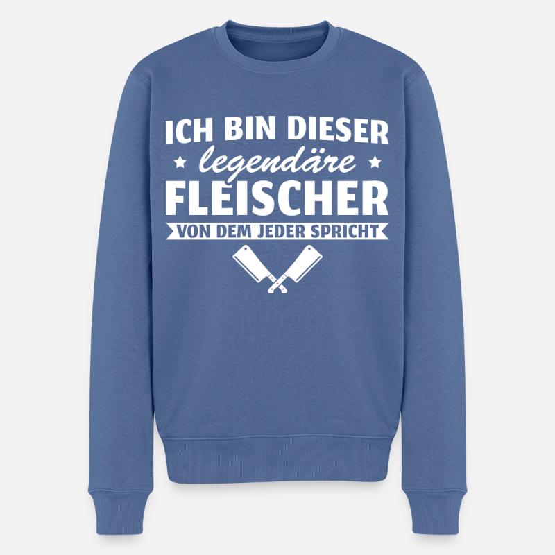 Metzger Legendärer Fleischer Geschenk - Männer Premium Bio Pullover - Taubenblau