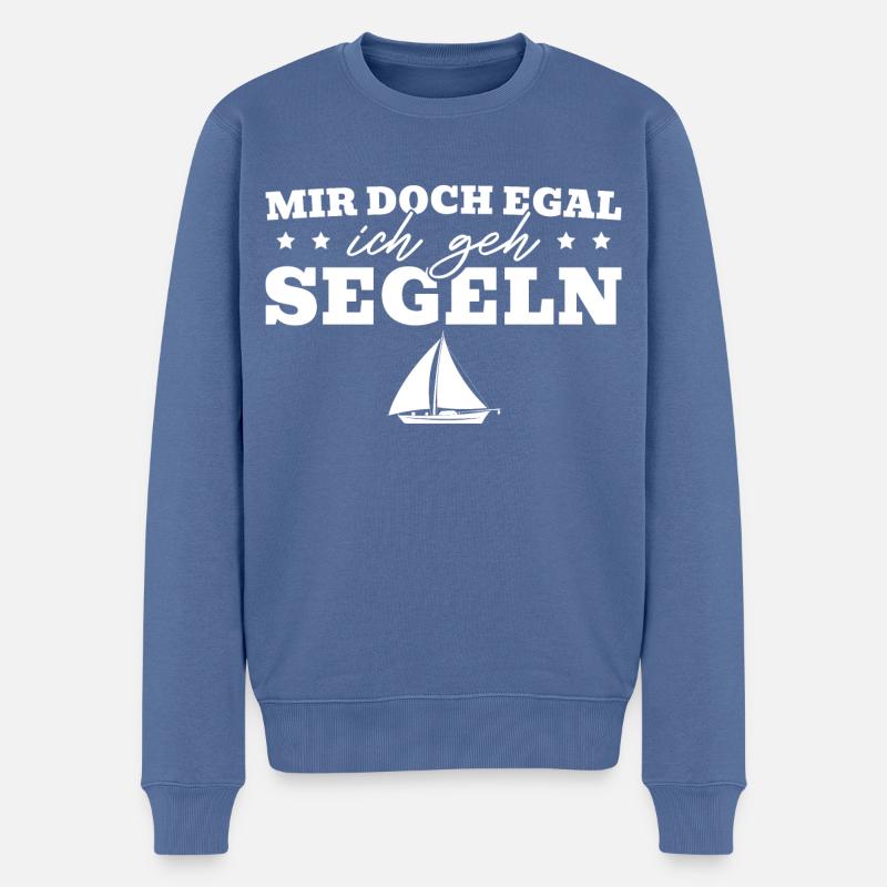 Bootsfahrer Mir doch egal Segler - Männer Premium Bio Pullover - Taubenblau