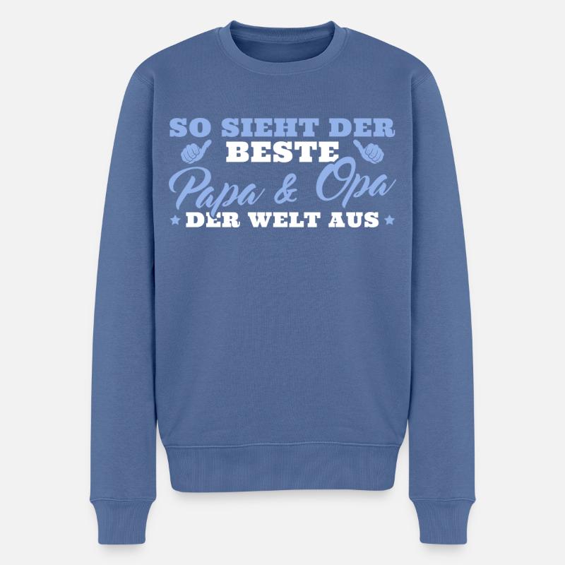 Bester Papa und Opa der Welt - Männer Premium Bio Pullover - Taubenblau