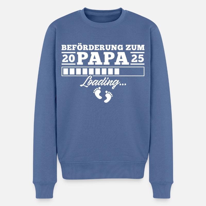 Werdender Papa 2025 Loading - Männer Premium Bio Pullover - Taubenblau