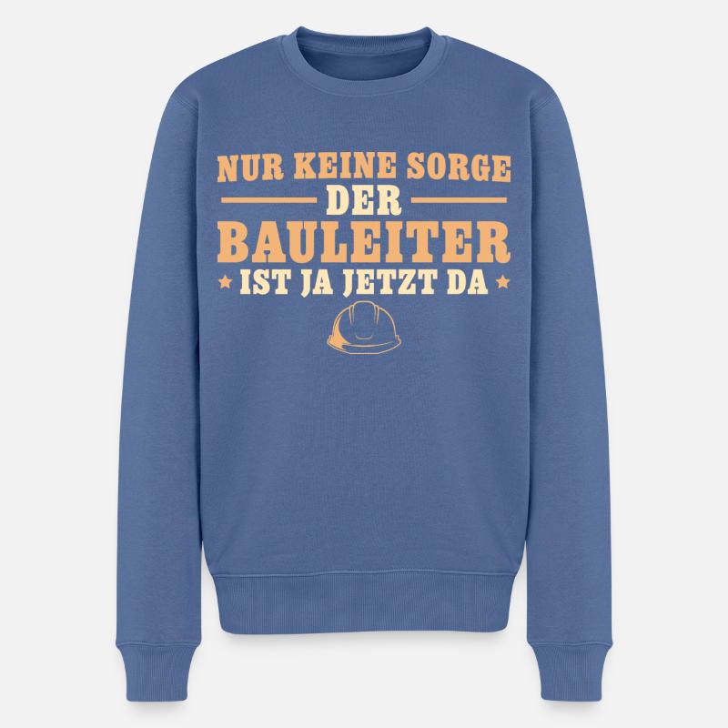 Hausbau Nur keine Sorge Bauleiter - Männer Premium Bio Pullover - Taubenblau