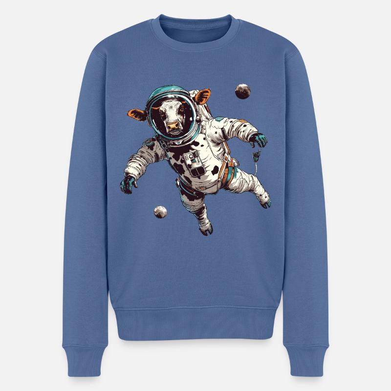 Vache dans l’espace - Pull Premium bio Homme - bleu pigeon