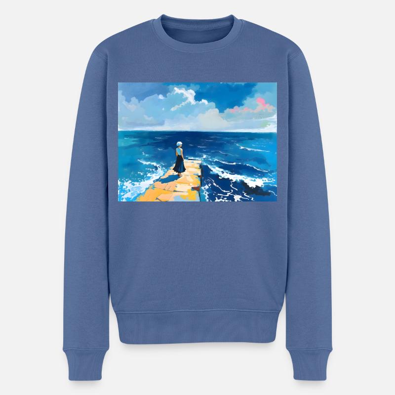 Mama am Strans 10 - Pull Premium bio Homme - bleu pigeon