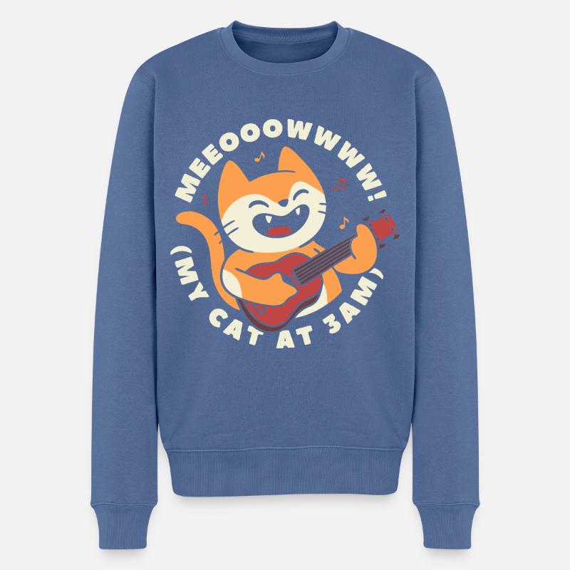 Meine Katze Um 3 Uhr morgens - Männer Premium Bio Pullover - Taubenblau