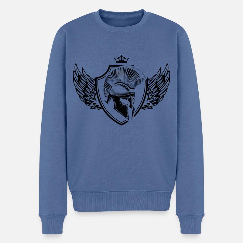 spartaner helm wappen - Männer Premium Bio Pullover - Taubenblau