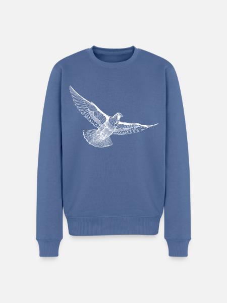 Flying dove illustration line art - Men's Premium Organic Jumper - stone blue