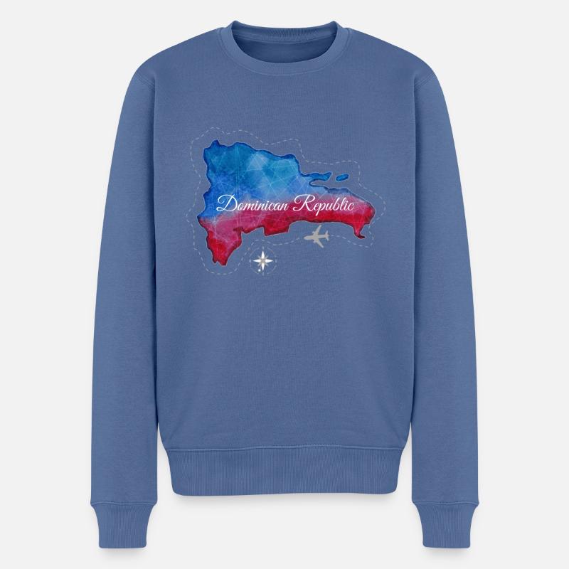 Map blue red Dominican Republic - Männer Premium Bio Pullover - Taubenblau