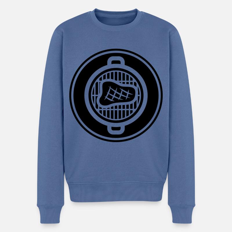 Steak Fleisch - Männer Premium Bio Pullover - Taubenblau