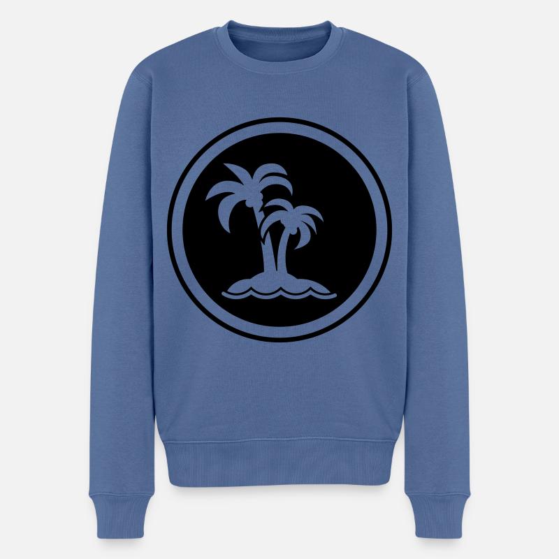 palme insel symbol - Männer Premium Bio Pullover - Taubenblau