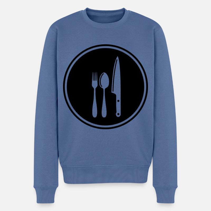 Couverts à la fourchette - Pull Premium bio Homme - bleu pigeon