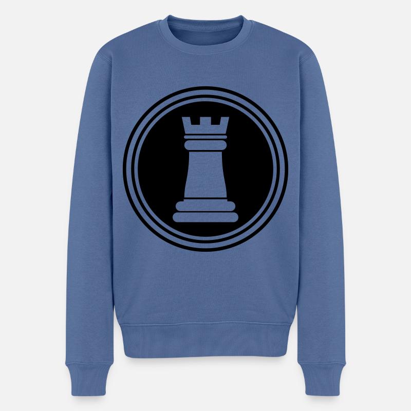 Schachfigur Turm - Männer Premium Bio Pullover - Taubenblau