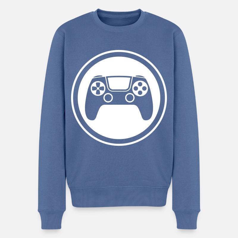 Gamepad Symbol Controller - Männer Premium Bio Pullover - Taubenblau