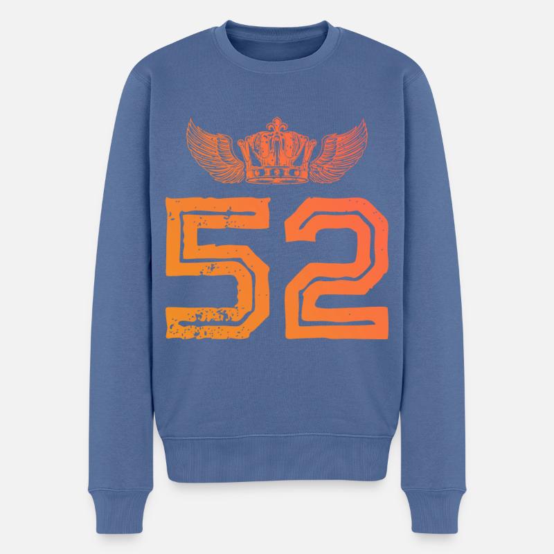 52 Zahl Krone - Männer Premium Bio Pullover - Taubenblau