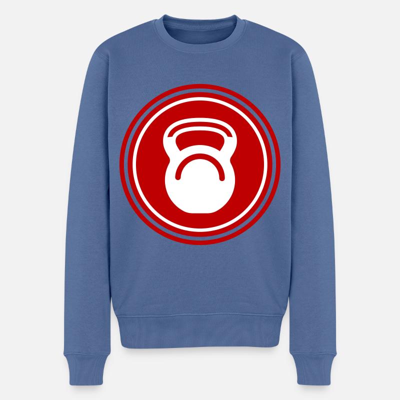 Icône de poids d’haltères - Pull Premium bio Homme - bleu pigeon