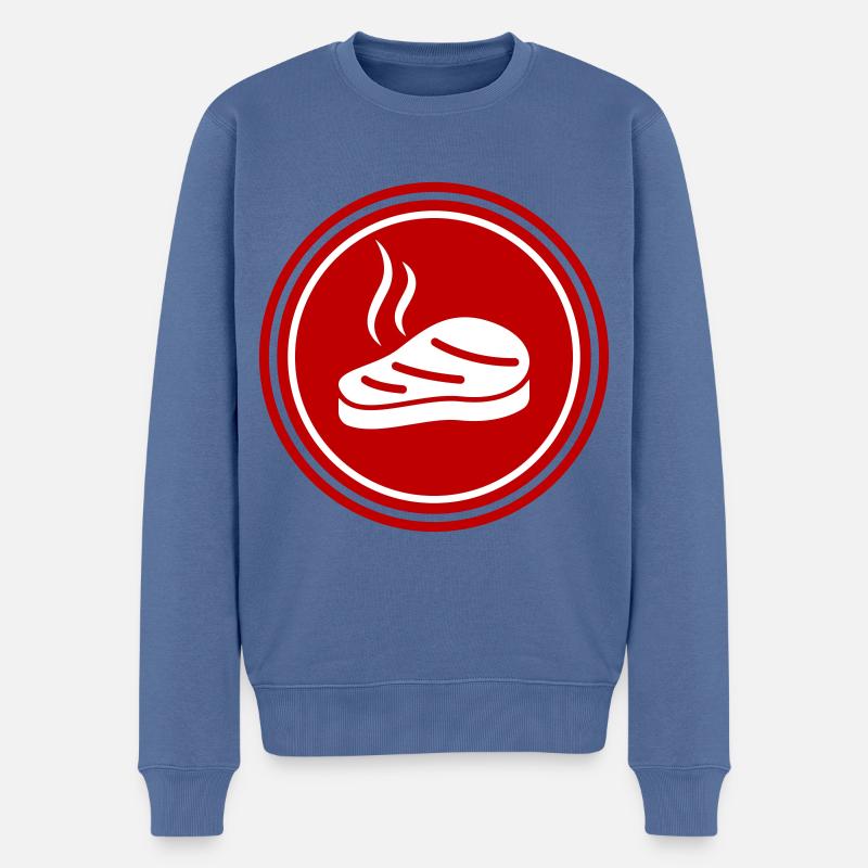 Icône de steak Silhouette - Pull Premium bio Homme - bleu pigeon