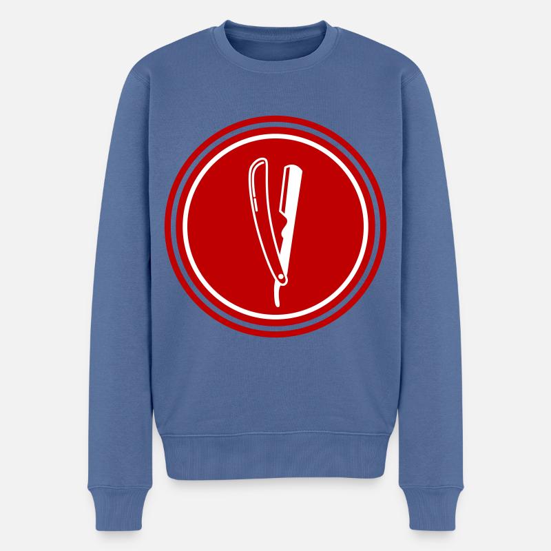 Icône du logo Shave Barber - Pull Premium bio Homme - bleu pigeon