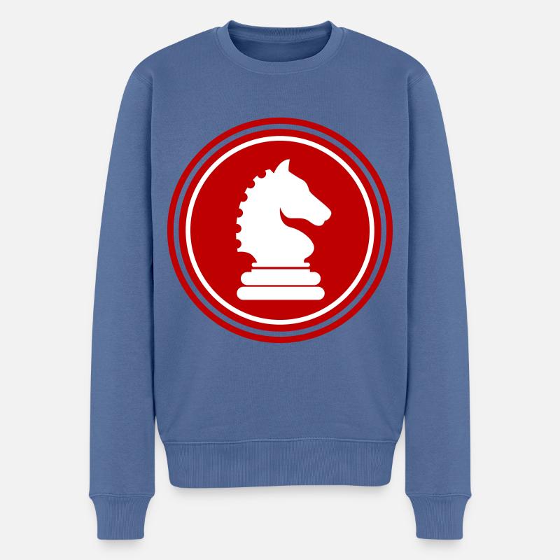 Pferd Schachfigur - Männer Premium Bio Pullover - Taubenblau