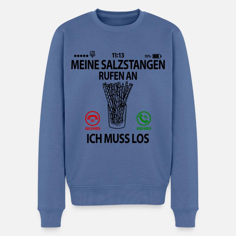 Salzstangen Knabberzeug Spruch lustig Witzig - Männer Premium Bio Pullover - Taubenblau