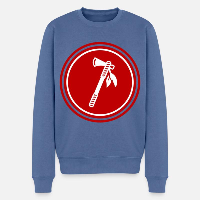 Axt Indianer feder - Männer Premium Bio Pullover - Taubenblau