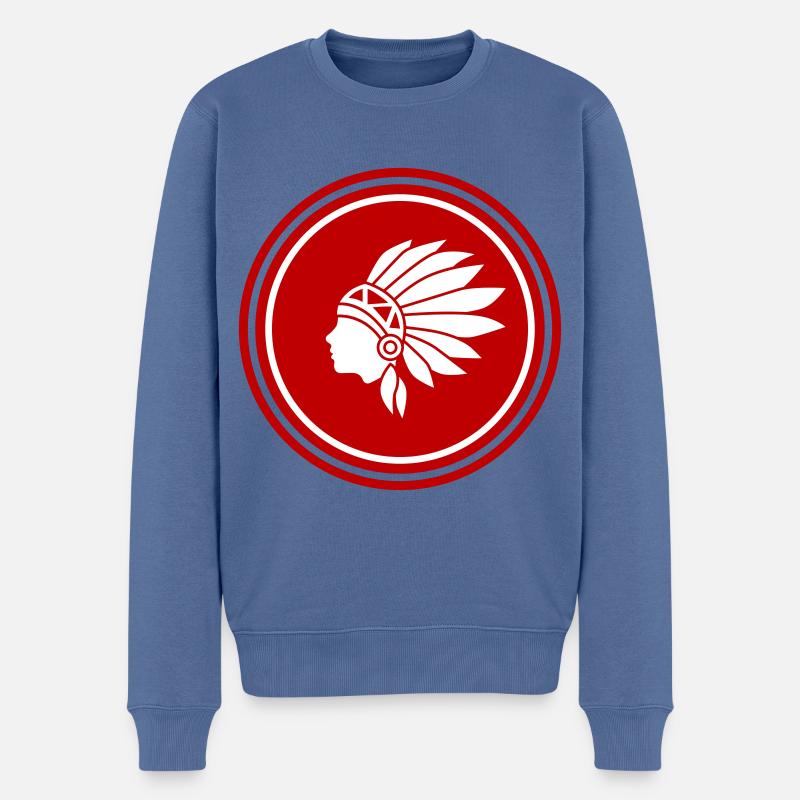 Indianer kopf - Männer Premium Bio Pullover - Taubenblau