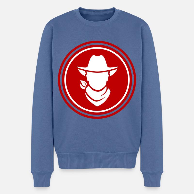 Cowboy western kopf - Männer Premium Bio Pullover - Taubenblau
