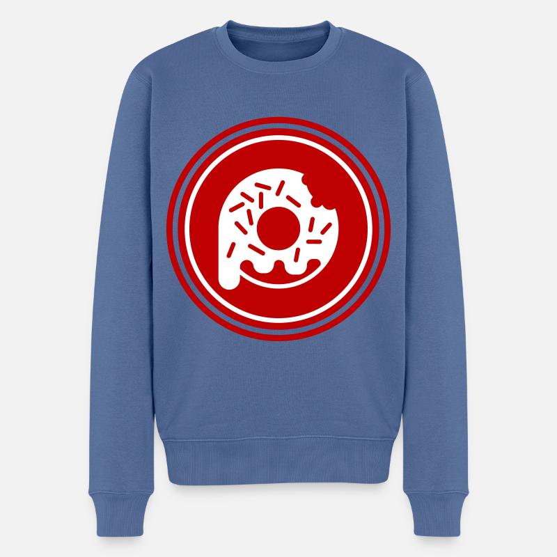Donut essen - Männer Premium Bio Pullover - Taubenblau