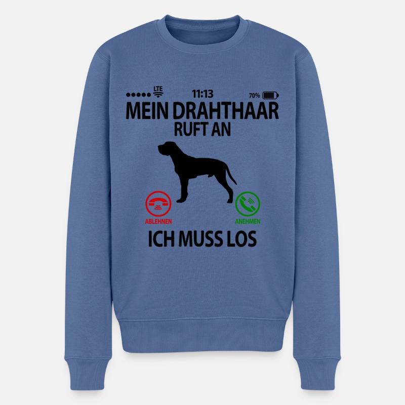 Deutsch Drahthaar Geschenkidee Lustig Spruch - Männer Premium Bio Pullover - Taubenblau