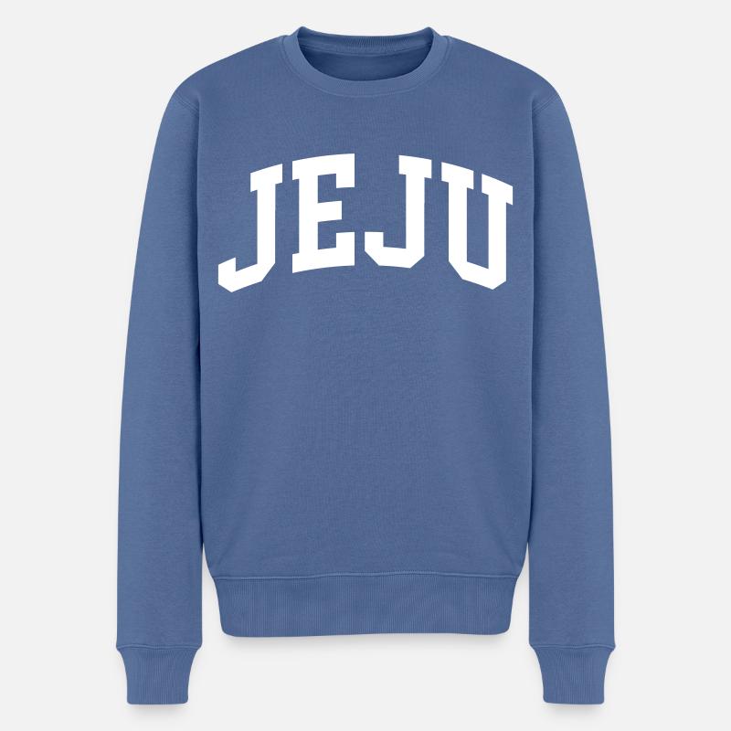 Jeju - Männer Premium Bio Pullover - Taubenblau