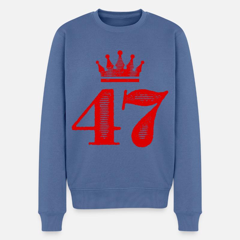 47 Zahl Krone - Männer Premium Bio Pullover - Taubenblau