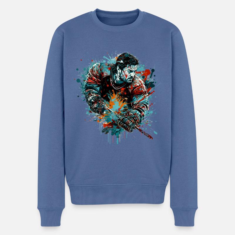 Eishockeyspieler - Männer Premium Bio Pullover - Taubenblau