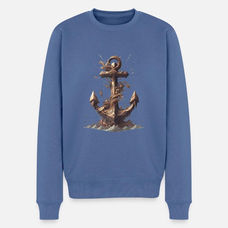 nautischer Anker - Männer Premium Bio Pullover - Taubenblau