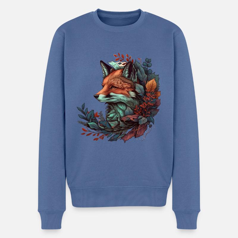 Fuchs Tattoo Geschenk - Männer Premium Bio Pullover - Taubenblau