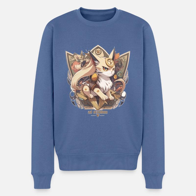 cat#ad_populum - Männer Premium Bio Pullover - Taubenblau