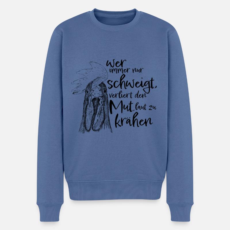Hahn Holger kräht - Männer Premium Bio Pullover - Taubenblau