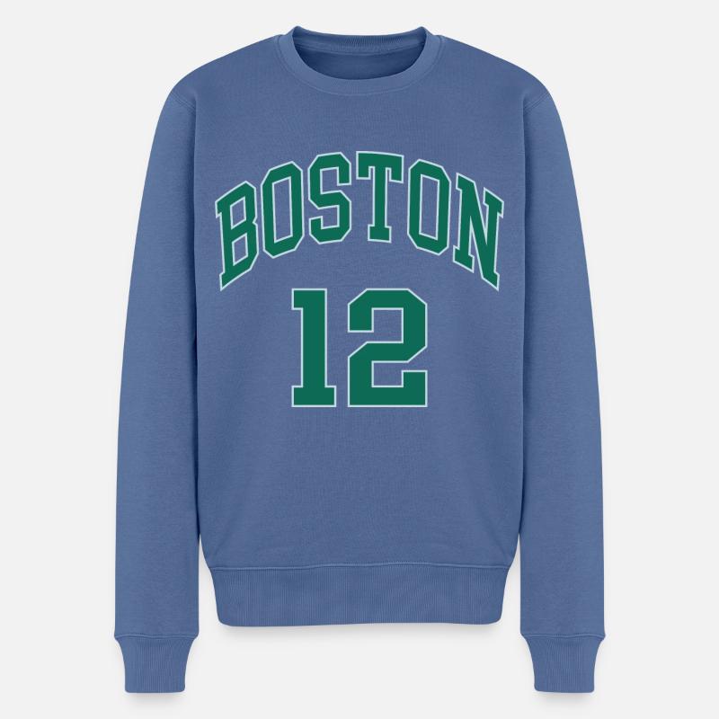 Boston 12 - Männer Premium Bio Pullover - Taubenblau