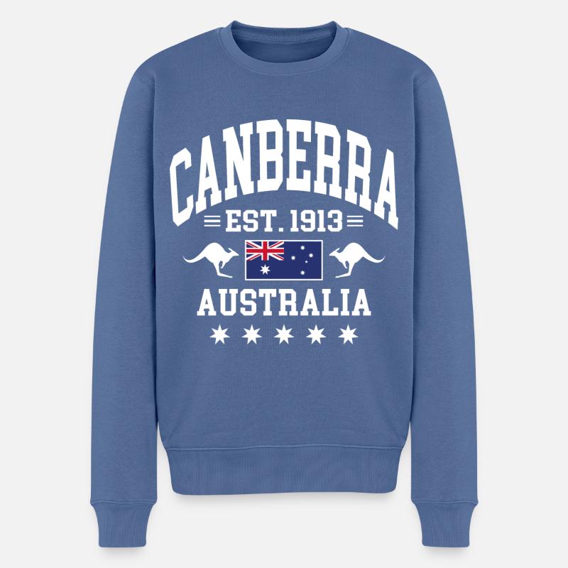 Canberra - Männer Premium Bio Pullover - Taubenblau