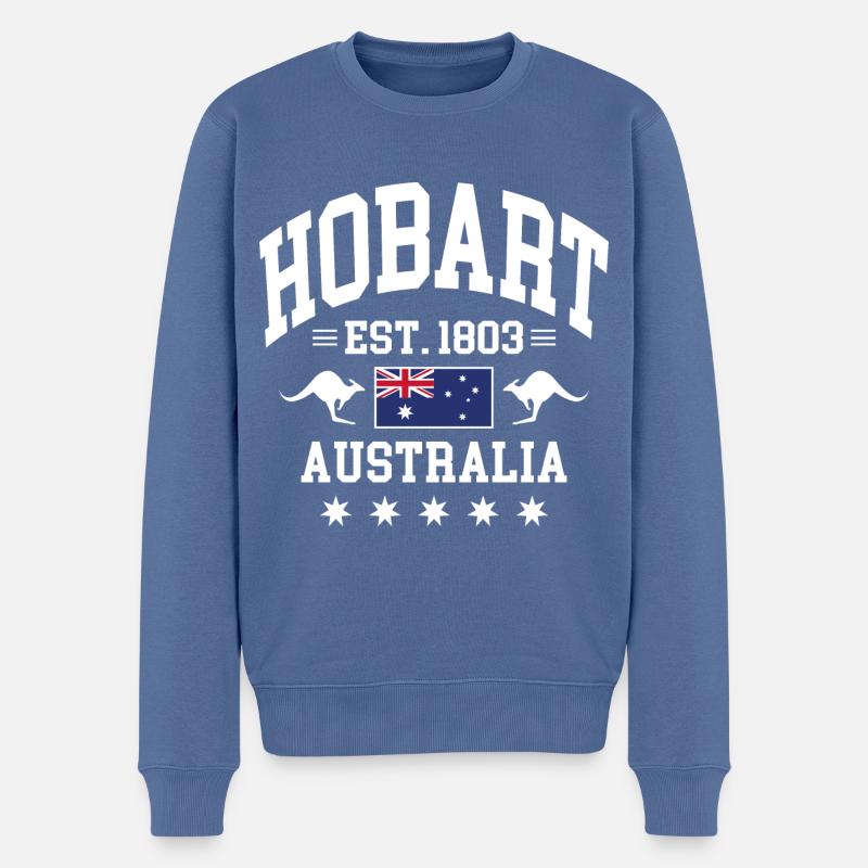 Hobart - Männer Premium Bio Pullover - Taubenblau