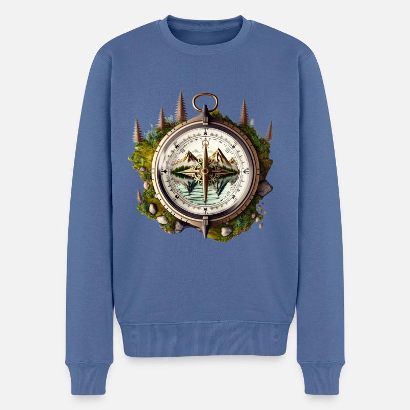 Weg in die Natur - Männer Premium Bio Pullover - Taubenblau