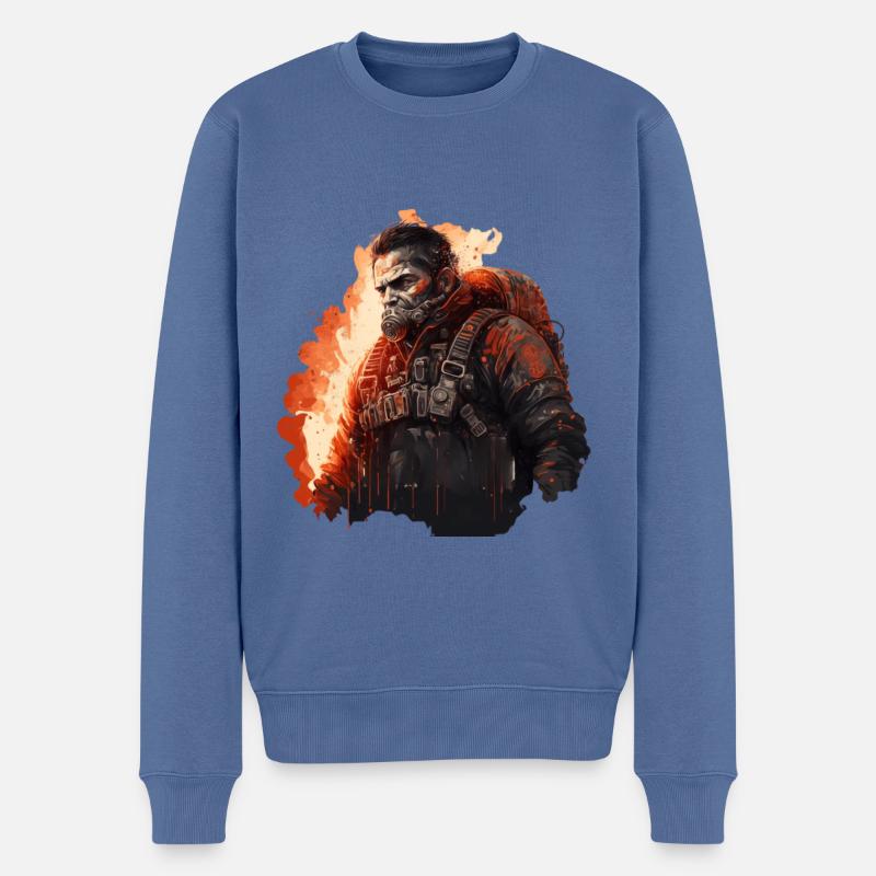 Einsatz - Männer Premium Bio Pullover - Taubenblau