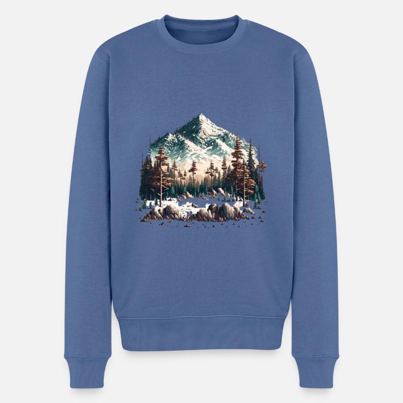 schöne Berglandschaft - Männer Premium Bio Pullover - Taubenblau
