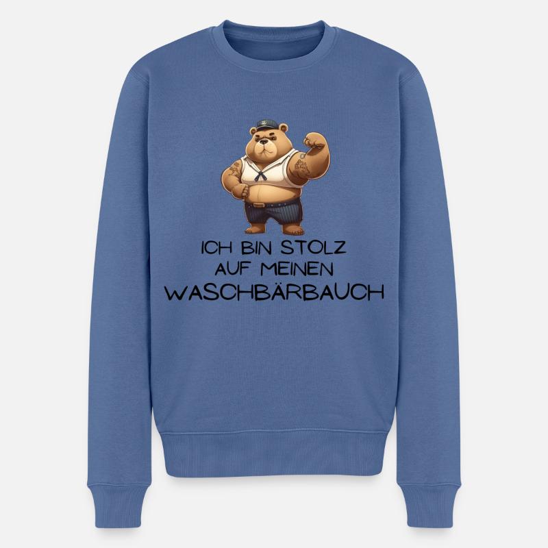 Waschbärbauch statt Waschbrettbauch - Männer Premium Bio Pullover - Taubenblau