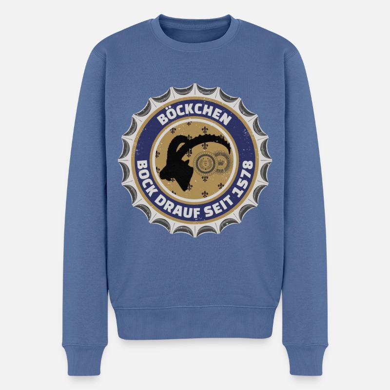 BOCK DRAUF BIERDECKEL - Männer Premium Bio Pullover - Taubenblau