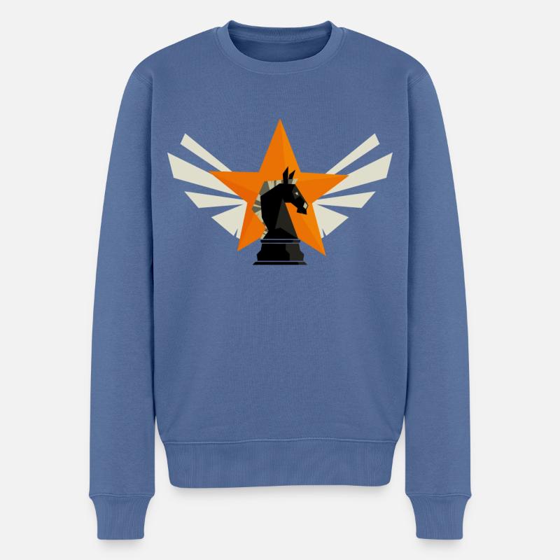 Chess knight / Schach Springer - Männer Premium Bio Pullover - Taubenblau