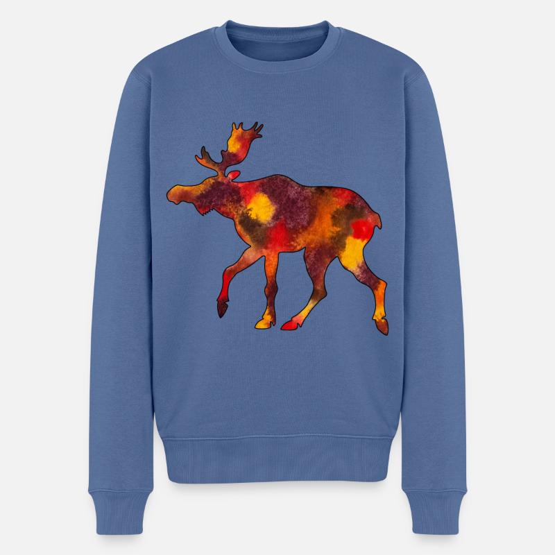 Elch Moose Skandinavien Schweden Norwegen Herbst - Männer Premium Bio Pullover - Taubenblau